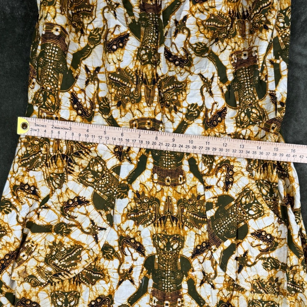 Sleeveless Mini Dress in Olive & Gold Print - Picture 9 of 9